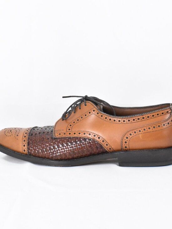 Allen Edmond\'s Sanford Two Tone Brogue Cap Toe Leather Derby Weave Inlay Sz 9.5 main image 5